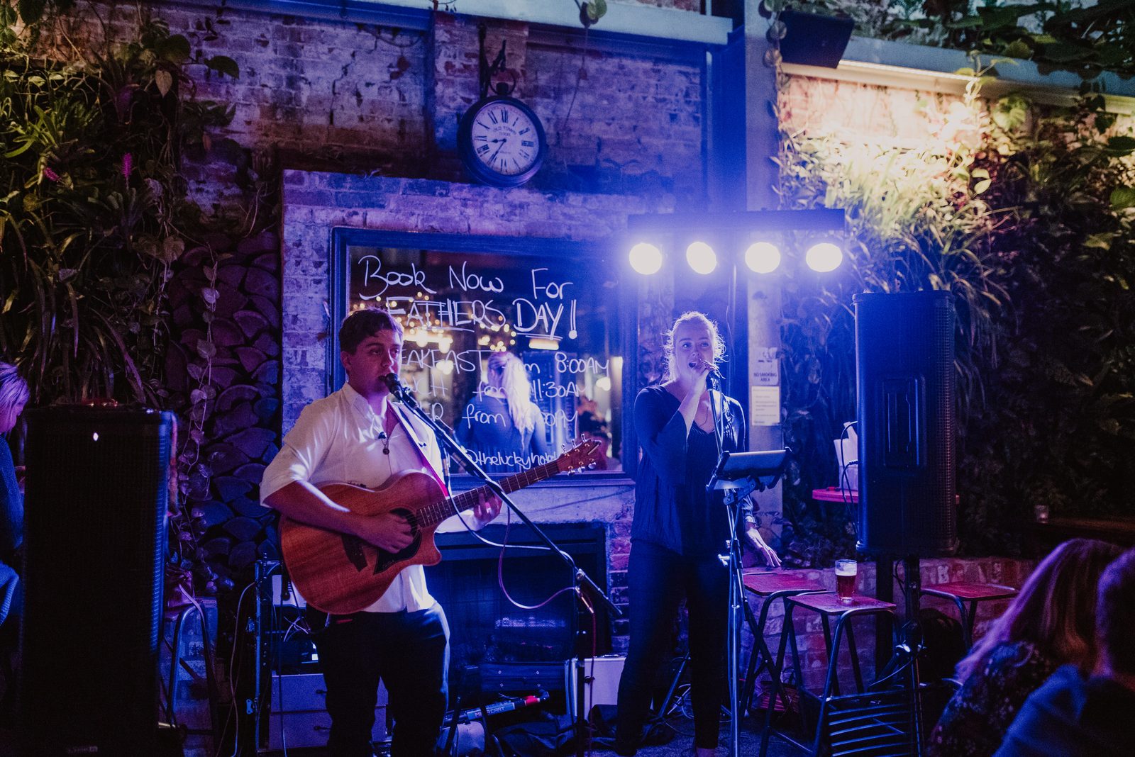 Adrianna Mac duo performing at The Lucky Hotel